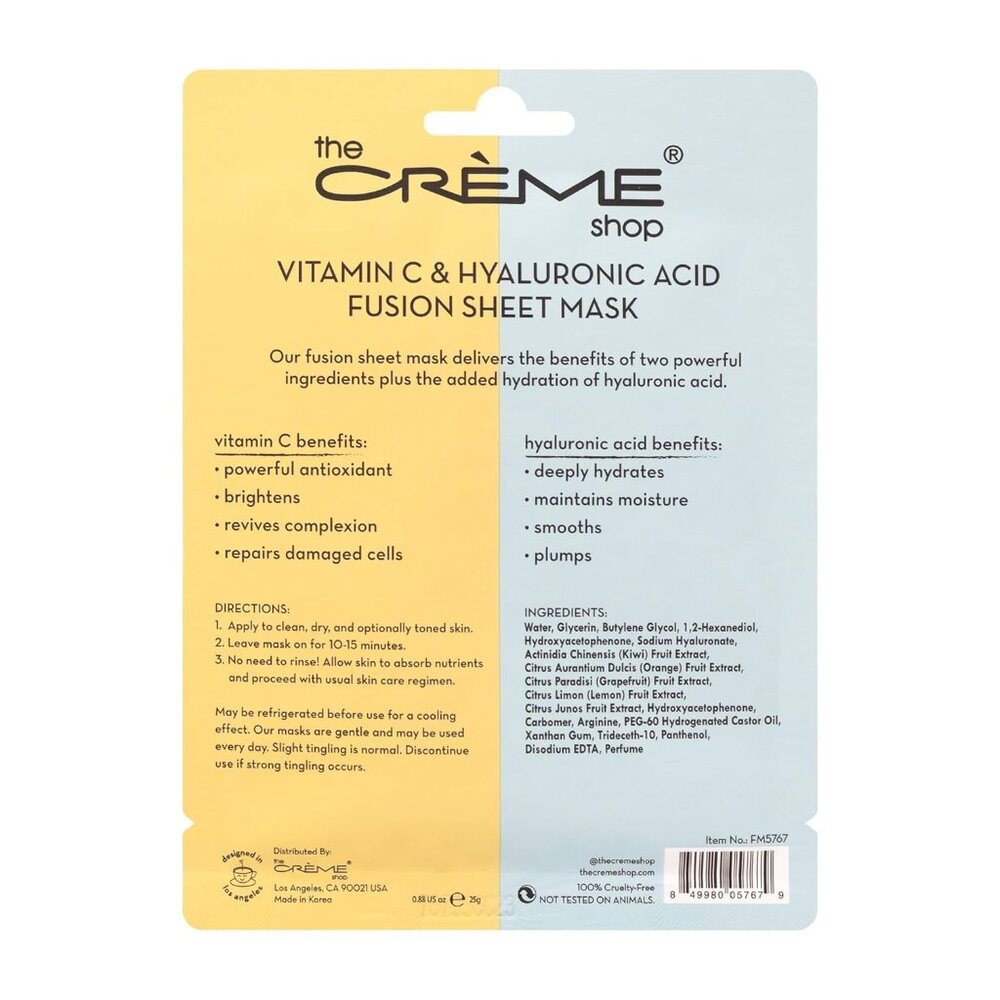 The Crème Shop Vitamin C & Hyaluronic Acid Fusion Full Face Masks NIB - Picture 3 of 3